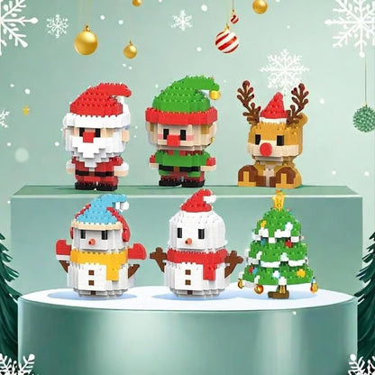 Christmas Building Blocks,4 Pack Christmas Theme Building Block Set,Santa Claus Design Building Blocks Set,Mini Building Figures Ornaments,DIY Christmas Stocking Stuffers for Kids Party Favors (12Set)