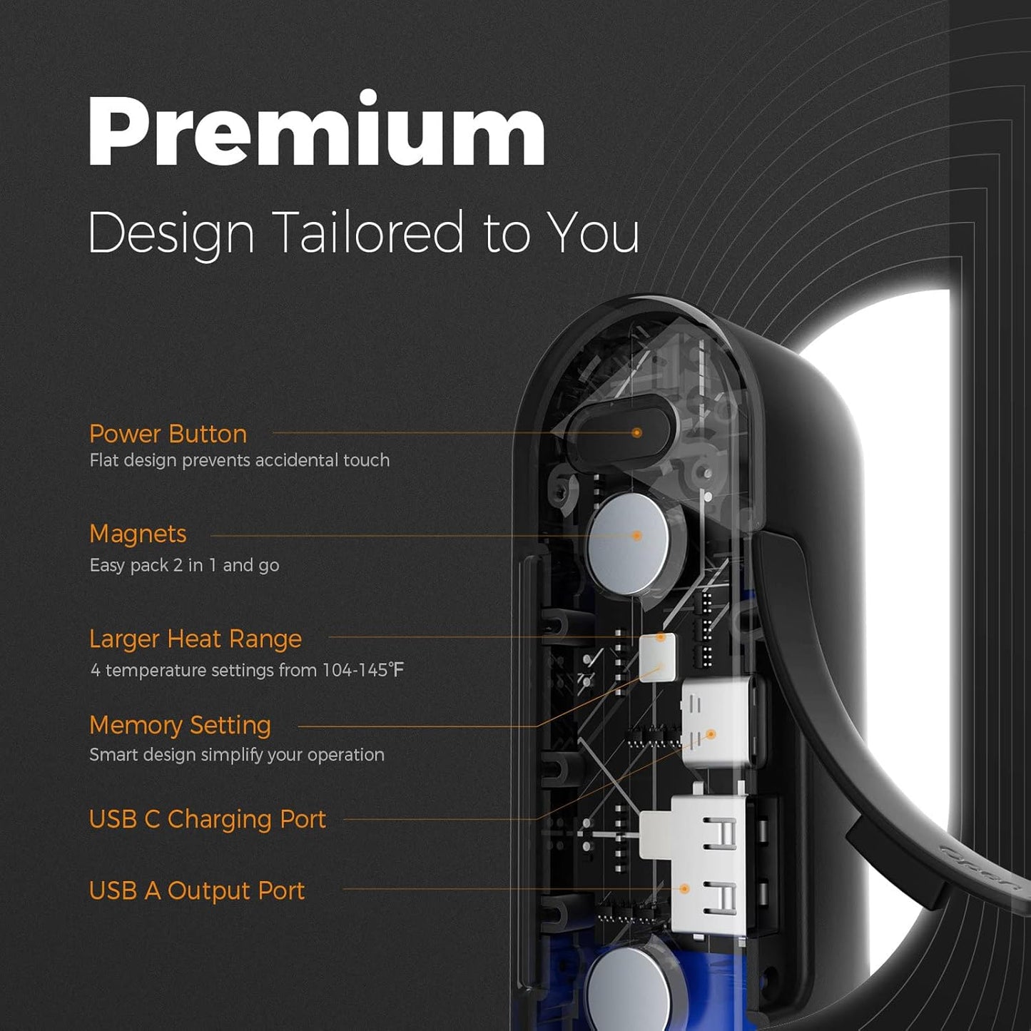 Hand Warmers Rechargeable 2 Pack, Magnetic Electric Handwarmer