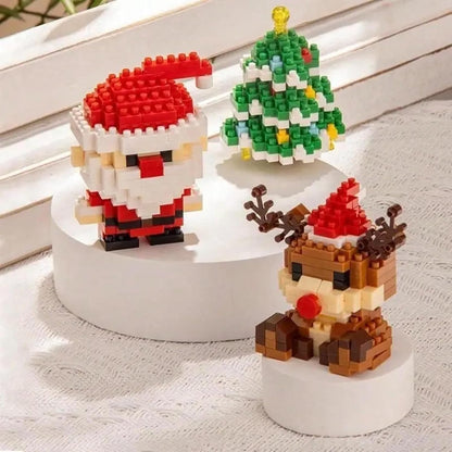 Christmas Building Blocks,4 Pack Christmas Theme Building Block Set,Santa Claus Design Building Blocks Set,Mini Building Figures Ornaments,DIY Christmas Stocking Stuffers for Kids Party Favors (12Set)