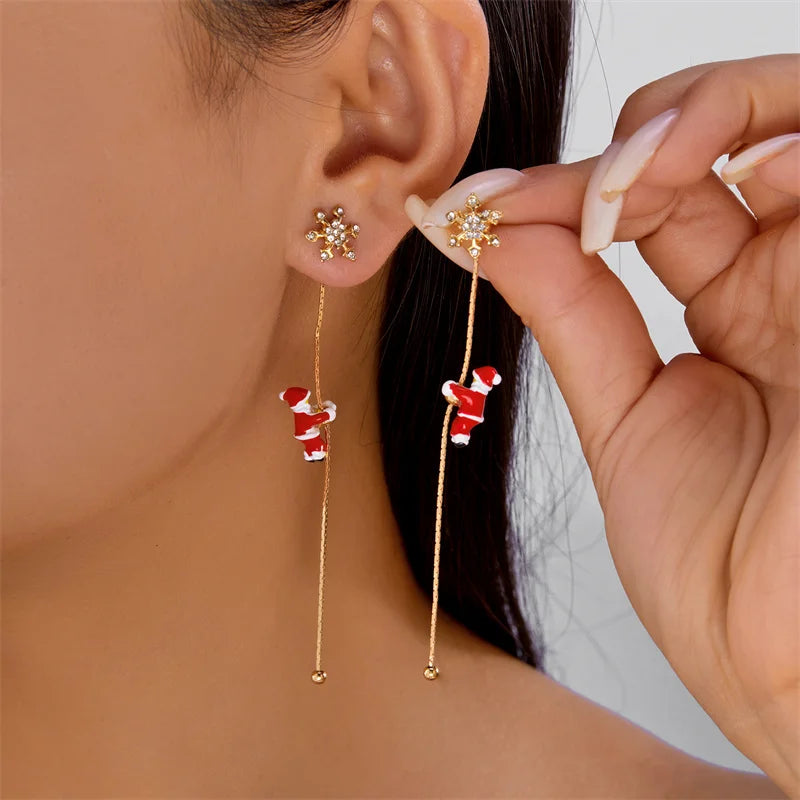 Fashion Christmas Asymmetric Tassel Earrings for Women