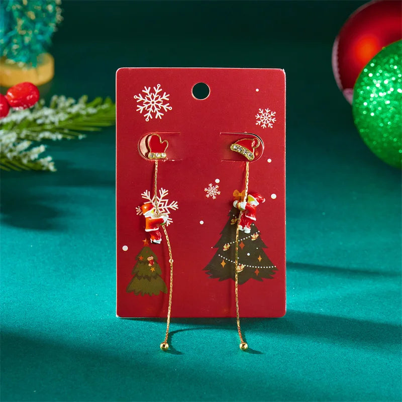 Fashion Christmas Asymmetric Tassel Earrings for Women
